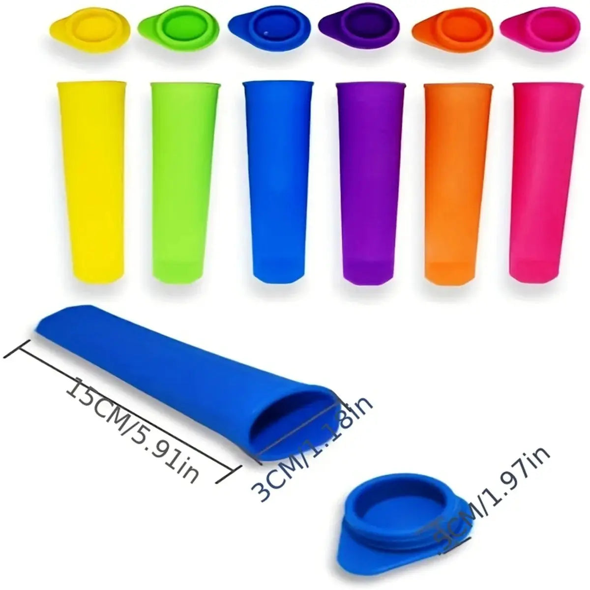 6 Piece Summer Silicone Popsicle Mold Set Reusable Food Grade Molds for Do It Yourself Ice Pops and Frozen Treats