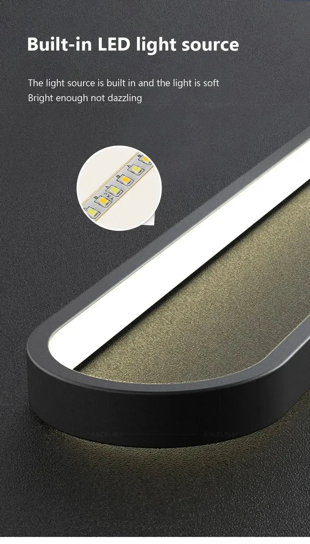 Modern Minimalist LED Pendant Light Chandelier, black exterior with gold interior, built-in LED