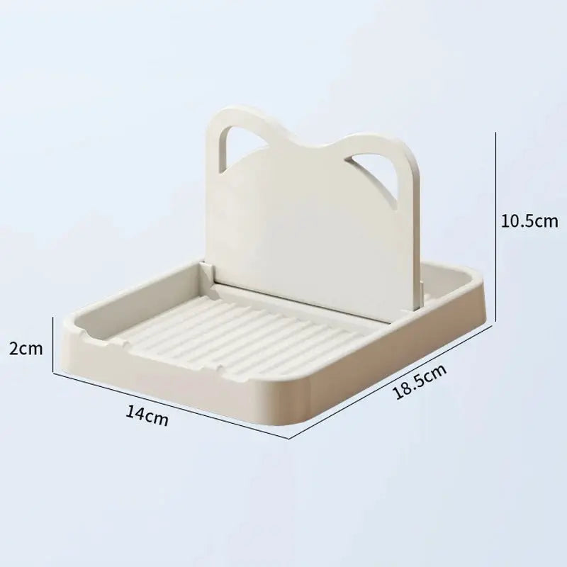 1-pack Simples Market cat-ear utensil holder, plastic countertop rack for spatulas and pot lids, ivory, 18.5x14x2 cm