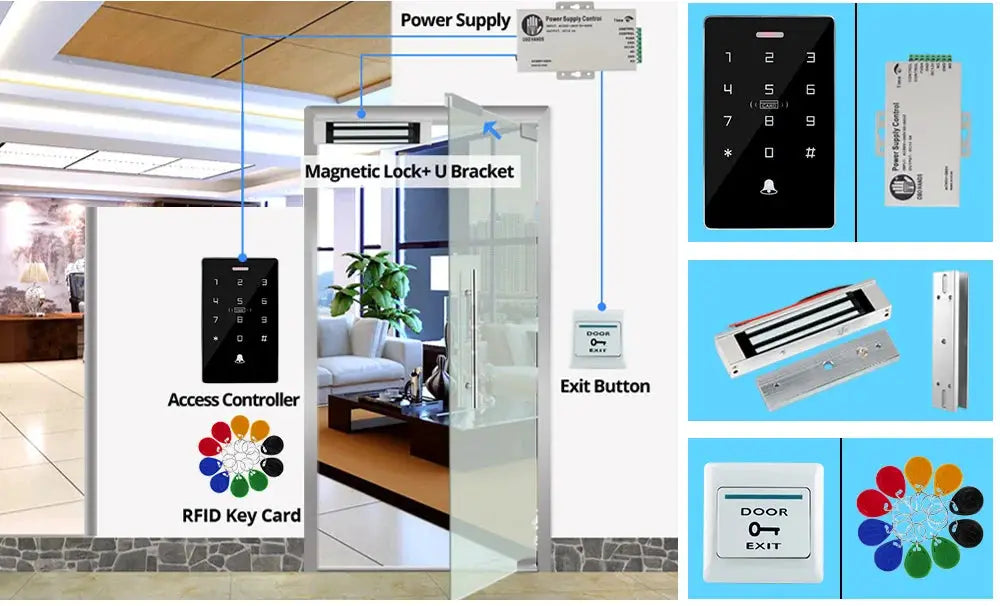 Simples Market outdoor access control kit with RFID keypad and 180kg magnetic lock