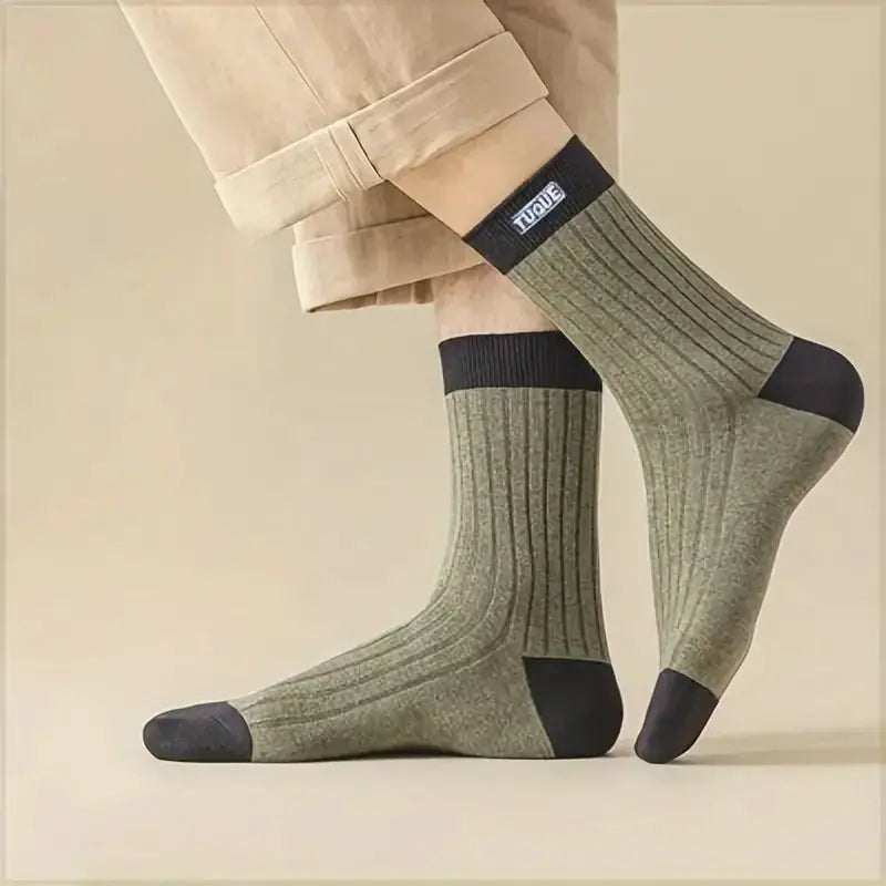 5 Pack Mens Color Block Crew Socks Breathable Comfortable Casual Unisex Outdoor All Seasons