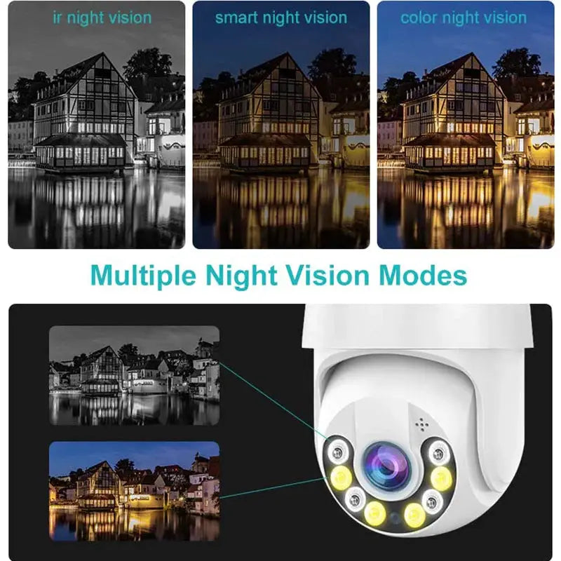 Simples Market outdoor wireless PTZ IP camera with color night vision and AI auto-tracking, 8MP 4K surveillance