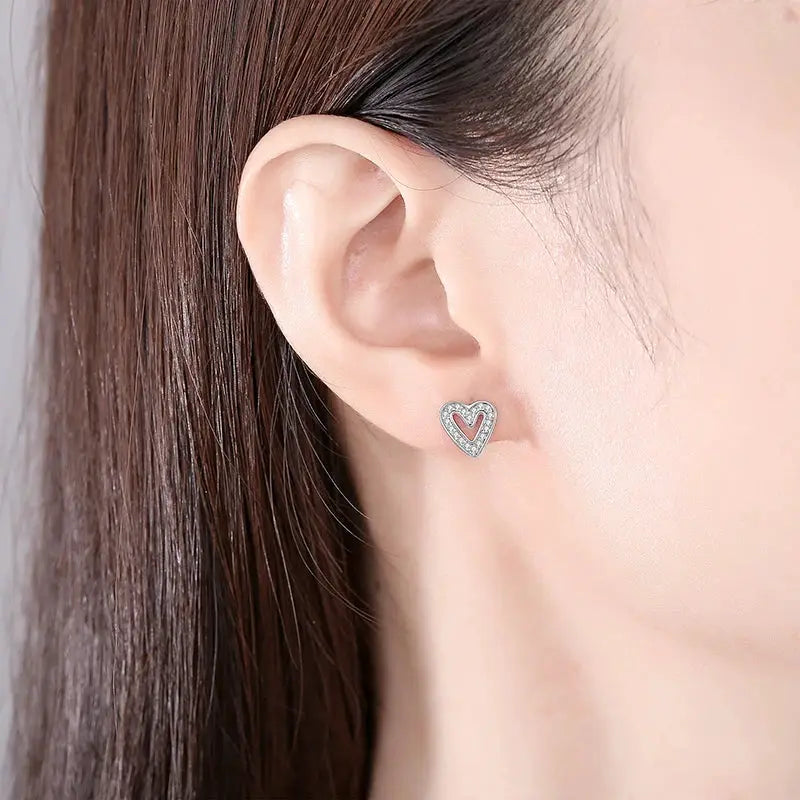 925 Sterling Silver Stud Hoop Earrings For Women Crystal Zircon Rose Gold Crown Heart Infinity Bee Design Jewelry