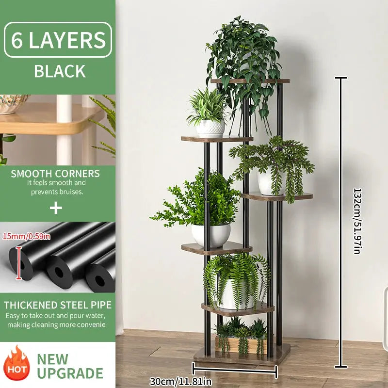 Wooden Plant Stand With Four Five Or Six Tier Flower Shelf Indoor Display Rack For Potted Plants
