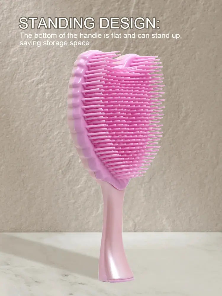 Professional mini angel detangling hairbrush, pink standing-design anti-static salon tool by Simples Market