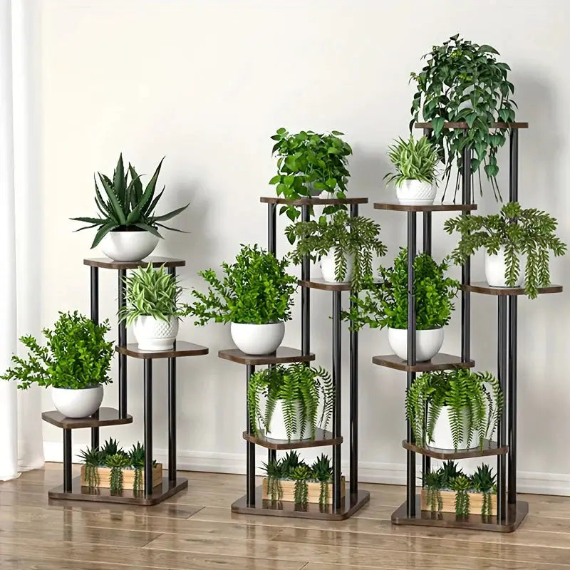 Wooden Plant Stand With Four Five Or Six Tier Flower Shelf Indoor Display Rack For Potted Plants