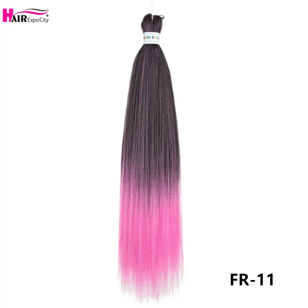 Easy Braids 26-inch synthetic jumbo braids hair extensions, ombre black-to-pink pre-stretched