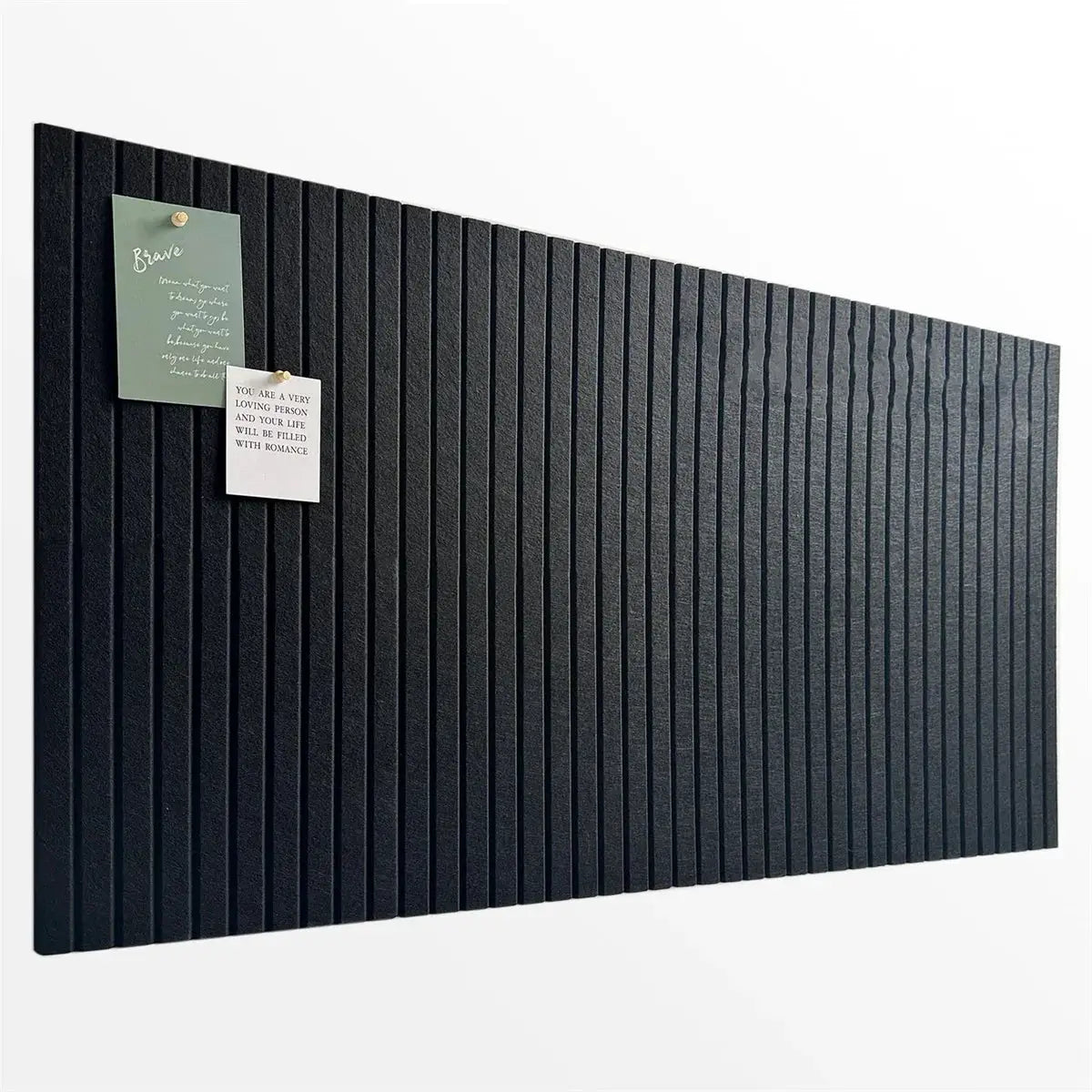 Simples Market 6pcs black felt slat-wall panels; cork board alternative for office walls