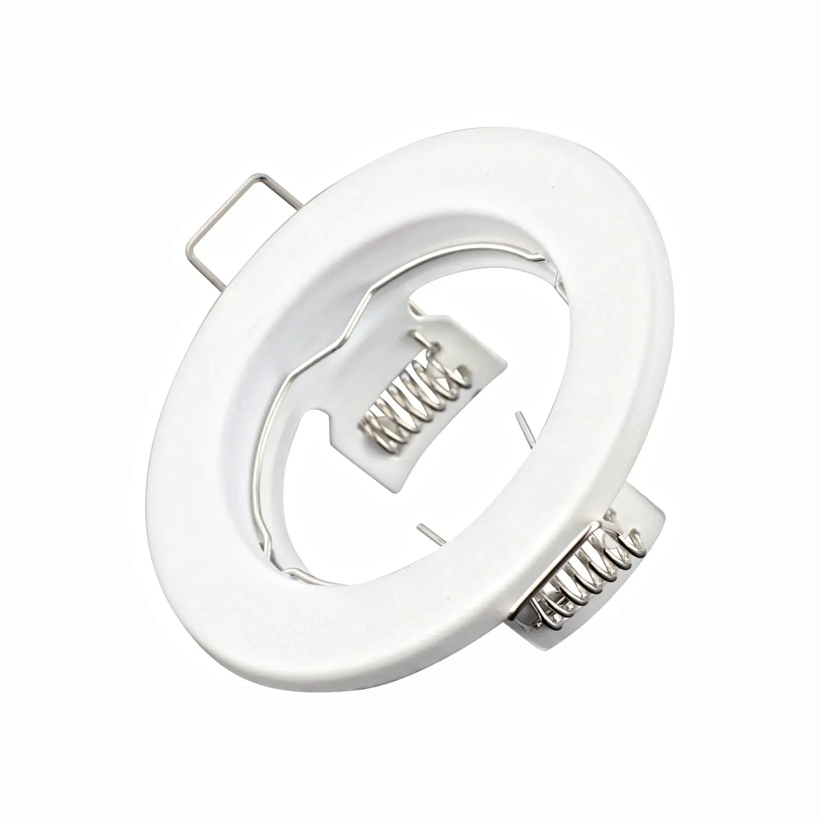 Recessed LED downlight white round fixture with metal mounting springs