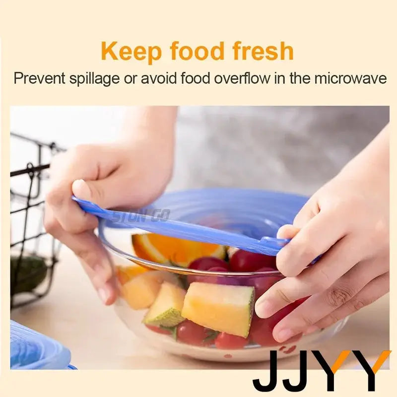 Silicone stretch lid, blue universal reusable bowl/pot cover for keeping food fresh