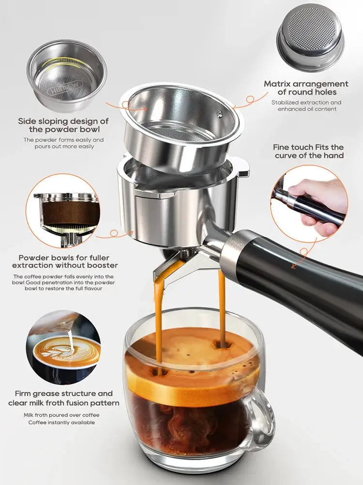 HiBREW 20 Bar Semi Automatic Espresso Machine Temperature Adjustable Cold Hot Steam Cappuccino Maker H10B Super Slim