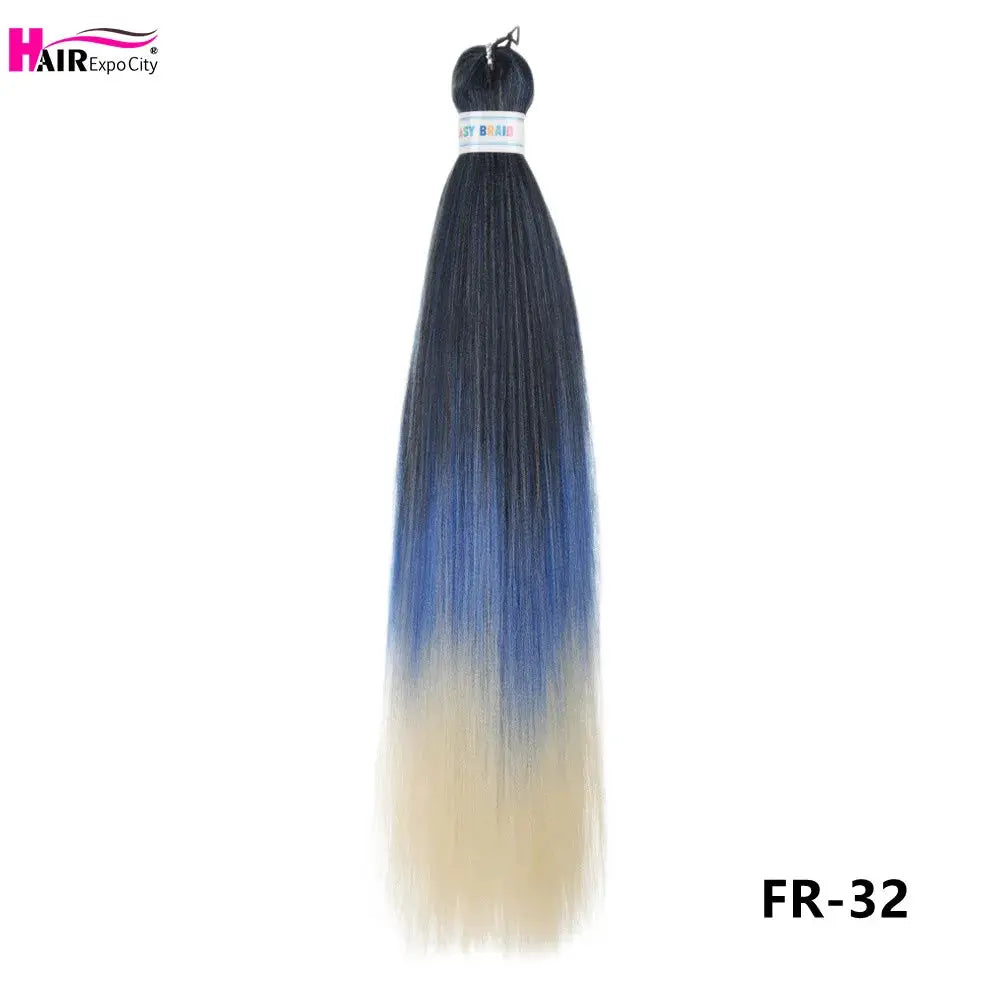 Easy Braids 26Inch Synthetic Jumbo Braids Hair Extensions, pre-stretched, blue-to-beige ombre.