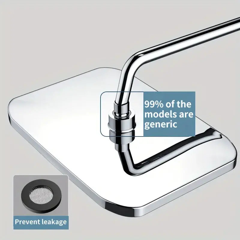 Overhead rain shower head by Simples Market in chrome finish, large size, high pressure, 360° rotation