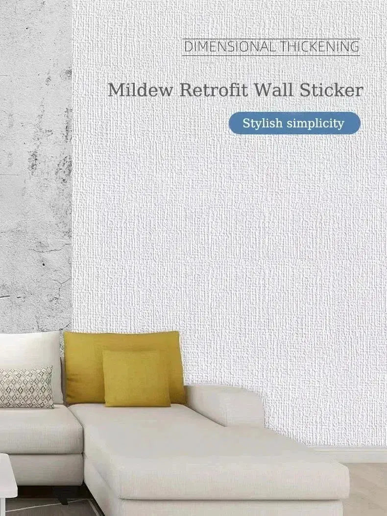 Self-adhesive foam wall panel by Simples Market, 50cm, white linen texture, waterproof and removable for living room