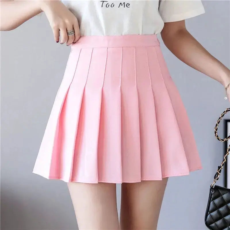 NovaModa White Pleated Mini Skirt For Women High Waist Zip Closure Summer Dancewear Casual Style