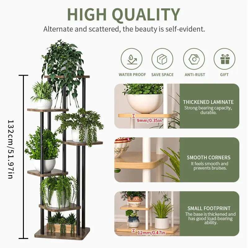 Wooden Plant Stand With Four Five Or Six Tier Flower Shelf Indoor Display Rack For Potted Plants