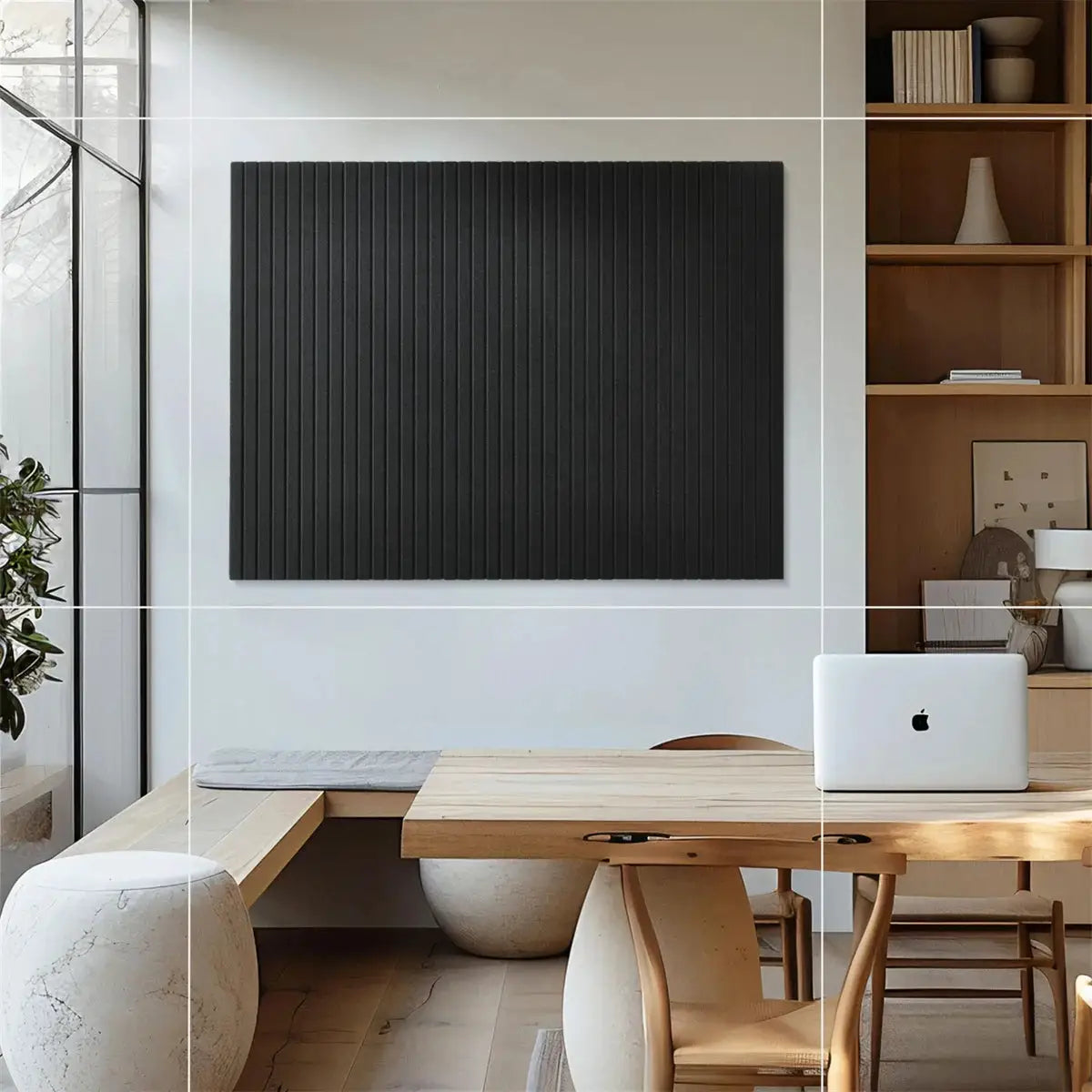6-piece large black felt board tiles for office wall by Simples Market
