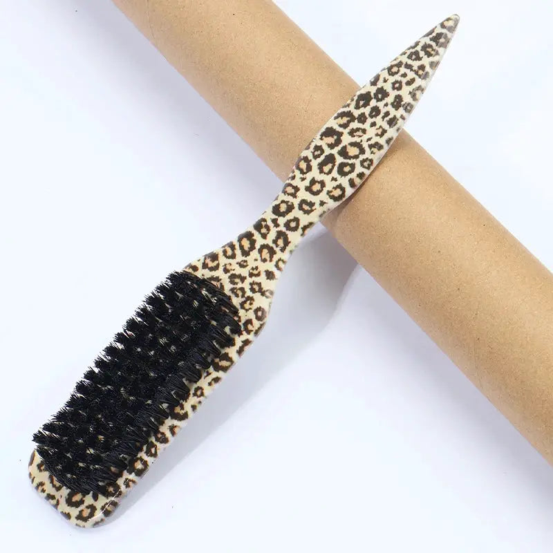 Slick Back Hair Brush leopard print handle with black bristles