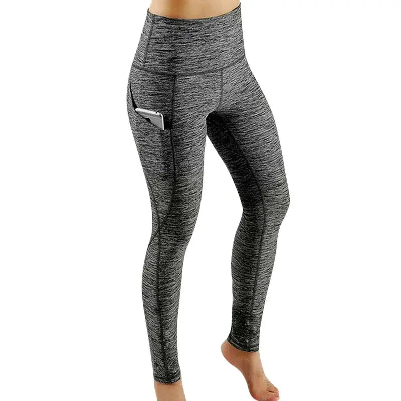 Simples Market high-waist yoga leggings with side pocket in heather gray