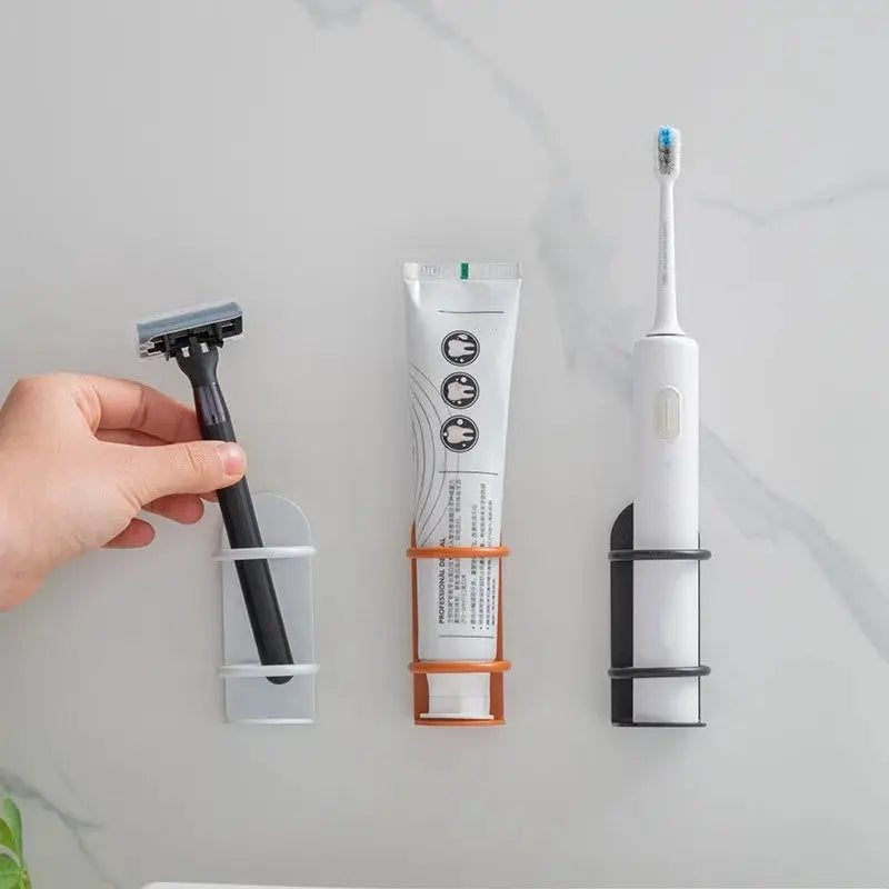 ZenHome Wall Mounted Electric Toothbrush And Razor Holder Punch Free Installation Space Saving Organizer