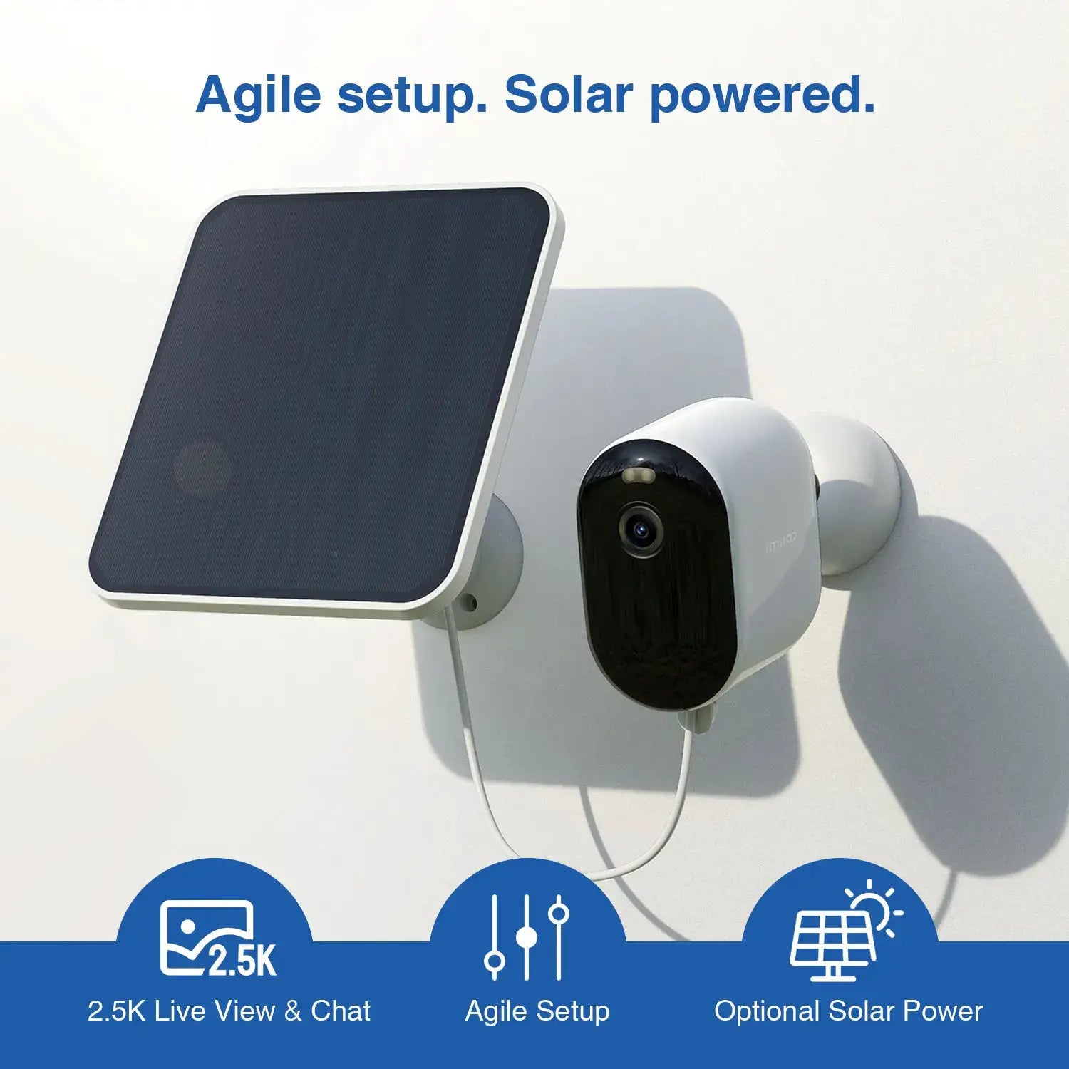IMILAB EC4 outdoor solar-powered security camera with white housing and black lens