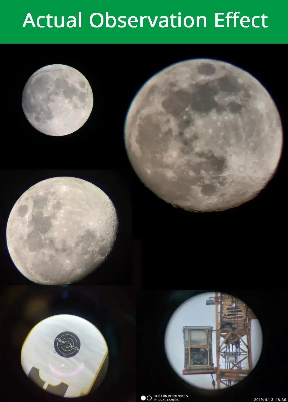 SV28 telescope spotting scope by Simples Market; moon-collection collage with high-zoom lunar shots