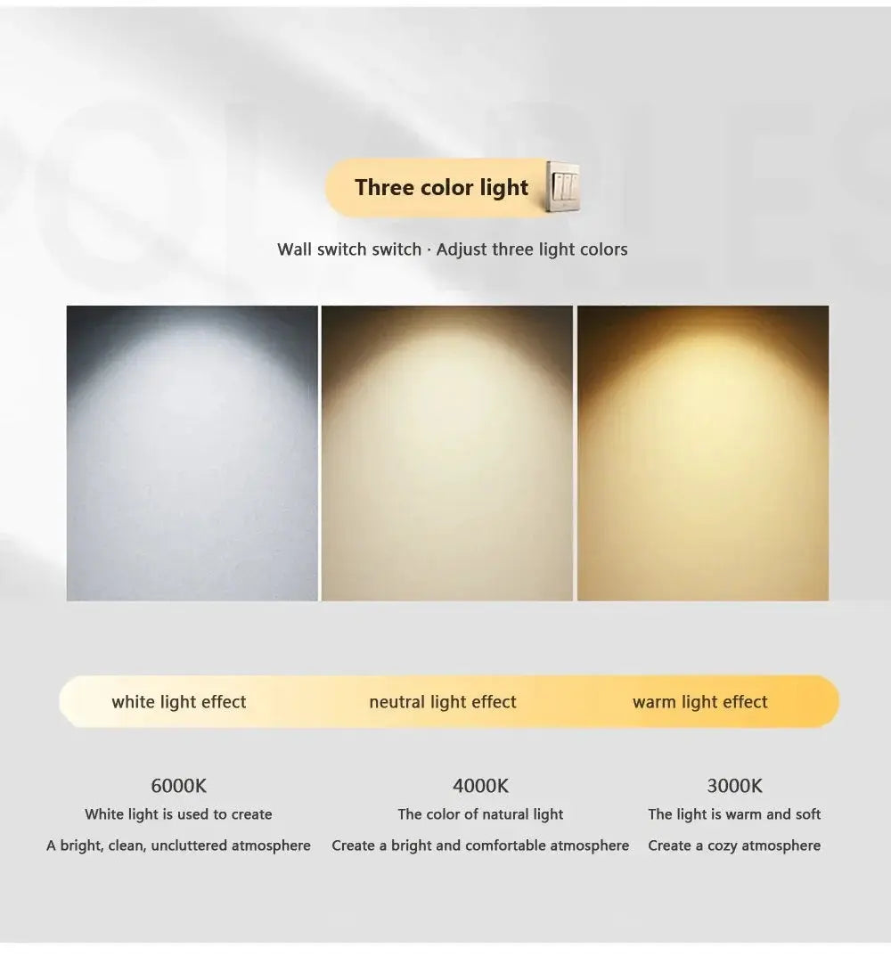 LED pendant light by Simples Market; three color temperatures: 6000K white, 4000K neutral, 3000K warm.