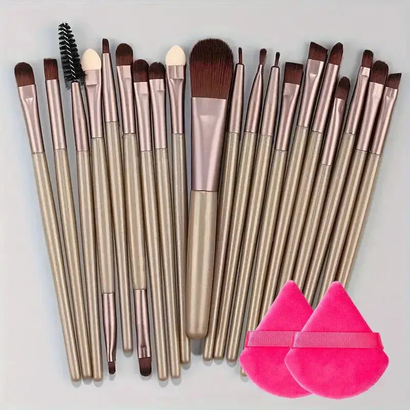CosmoBeauty 20 Piece Makeup Brush Set Premium Synthetic Hair For Flawless Blending On Cheeks Eyes And Foundation
