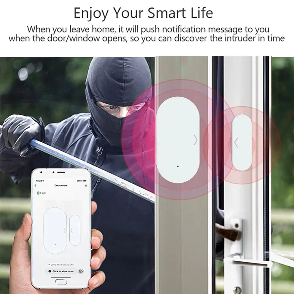 Door window contact sensor, Zigbee 3.0, white oval design by Simples Market