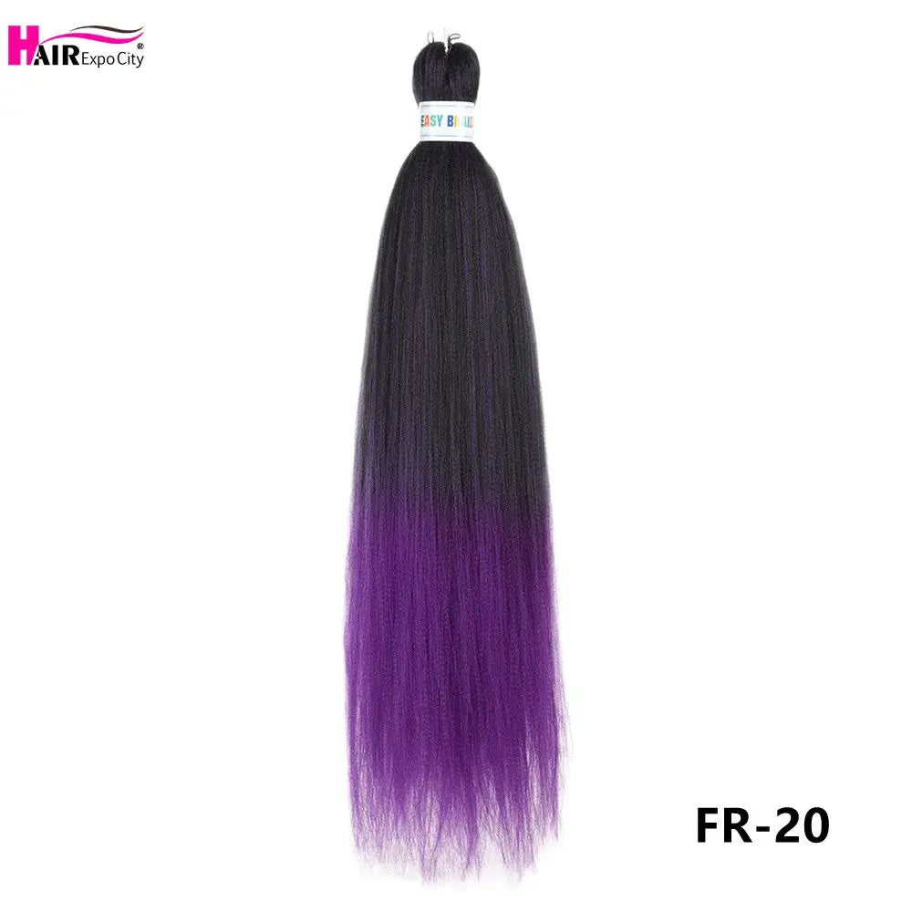 Easy Braids 26-inch synthetic jumbo braids hair extensions in black-to-purple ombre, pre-stretched