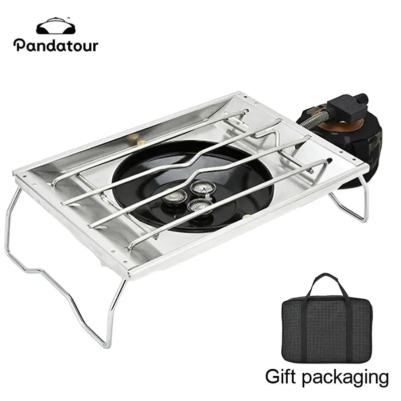 Pandatour IGT Camping Stove With Super High Firepower Stainless Steel Tabletop Desktop One Touch Folding Stove