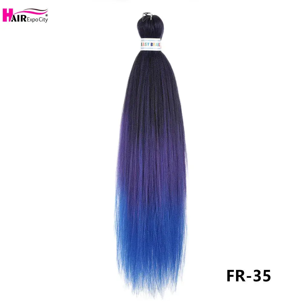 Easy Braids 26in synthetic jumbo braids hair extensions, ombre black-purple-blue, Hair Expo City.