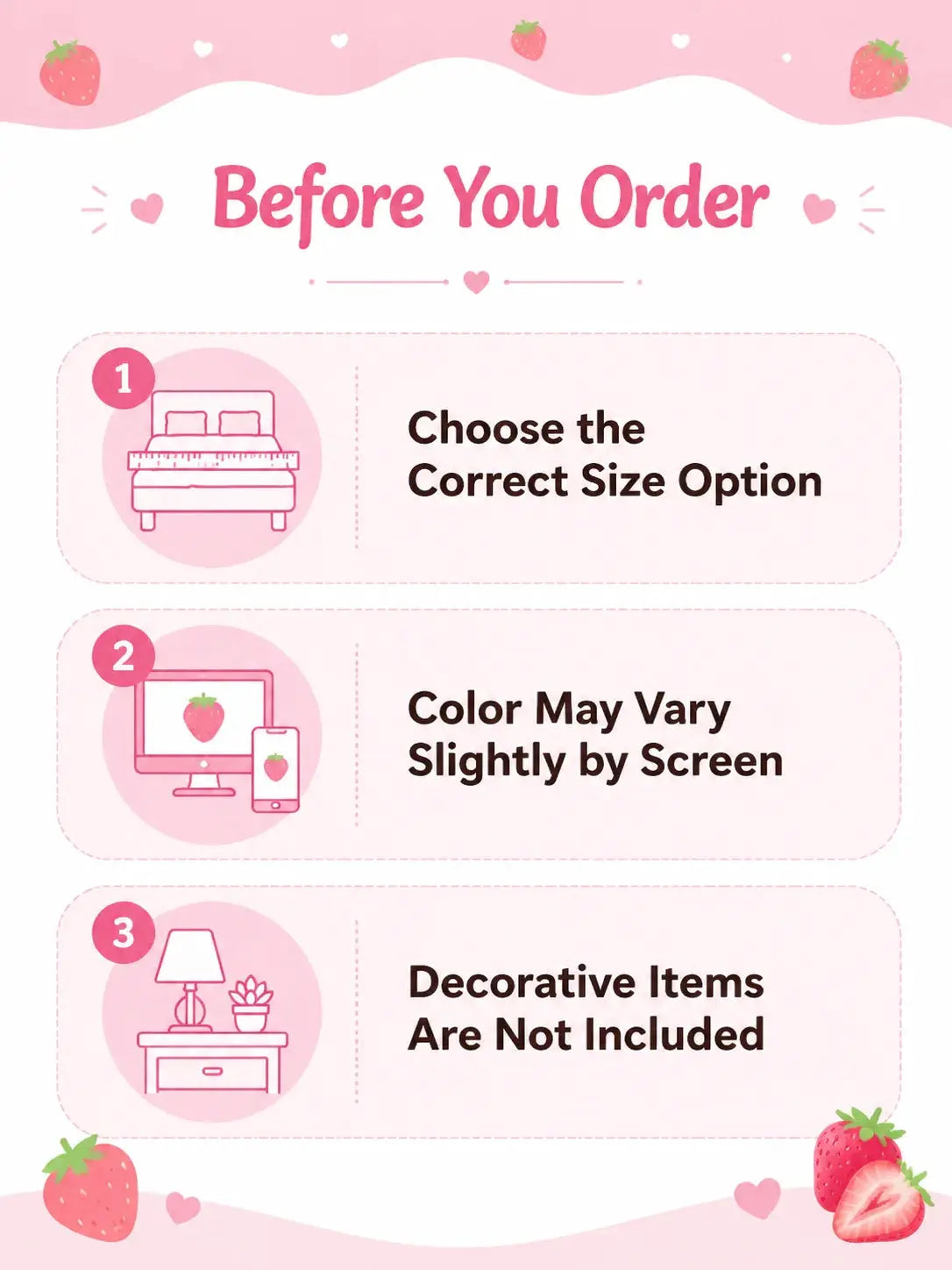 Simples Market duvet cover set; pink strawberry pattern; size options, color may vary by screen.