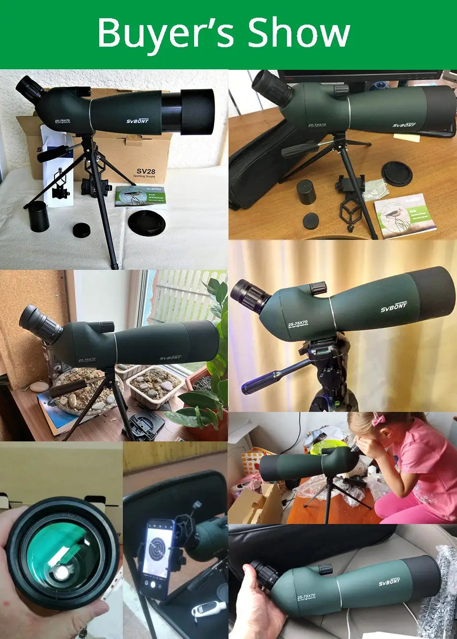 SVBONY SV28 spotting scope with tripod, olive green waterproof monocular for bird watching