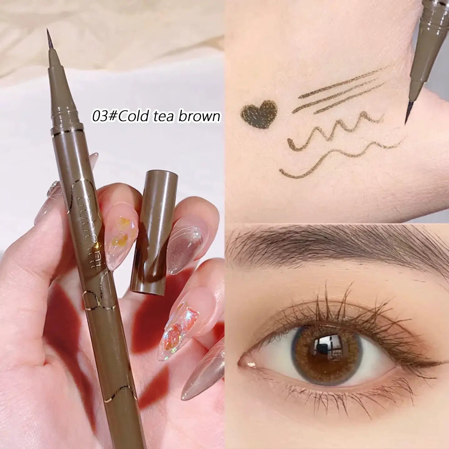 SilkLine 0.05mm Ultra Slim Liquid Eyeliner Waterproof Quick Drying Long Lasting 4 Color Set