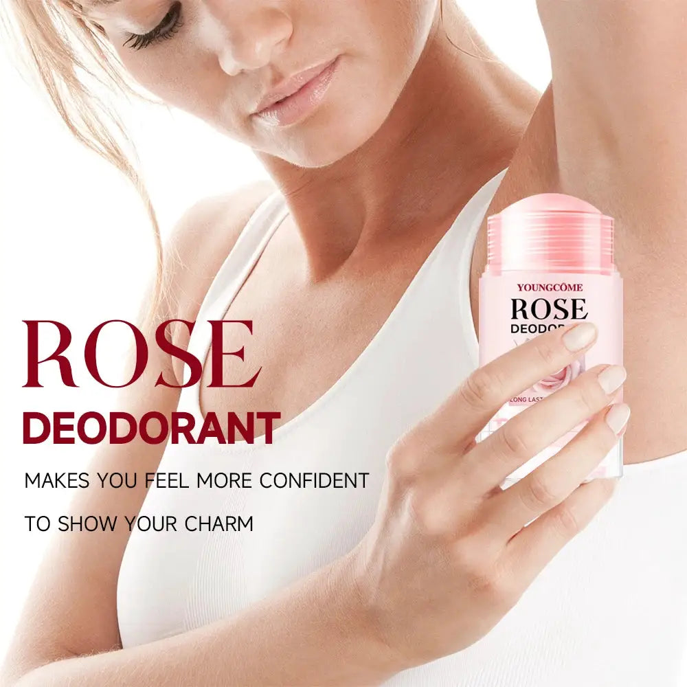 Simples Market Rose Deodorant Stick pink container with long-lasting rose fragrance