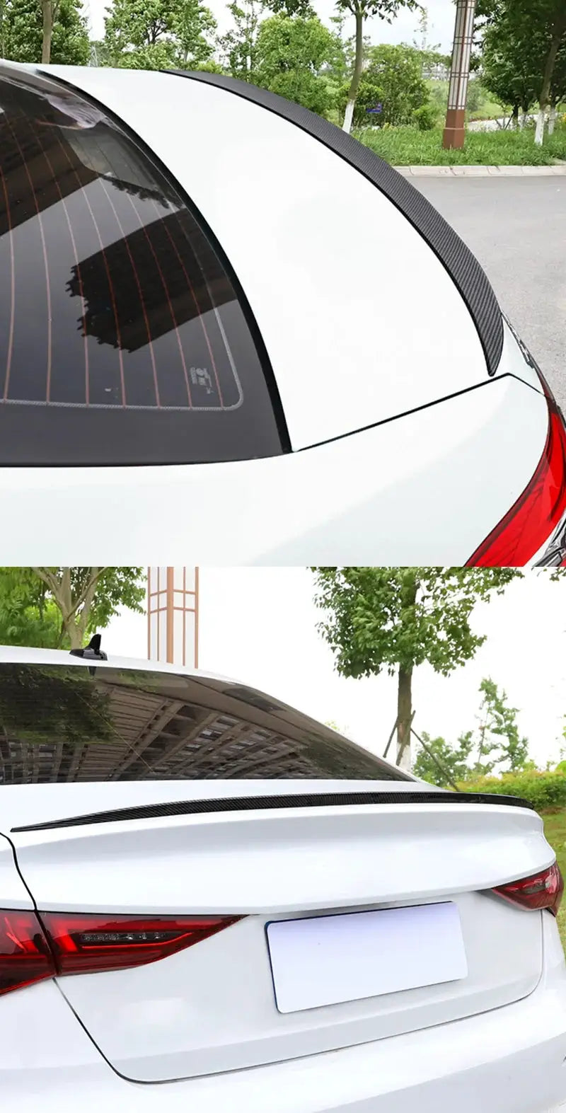 Simples Market 121cm universal carbon fiber rear spoiler lip for white sedan
