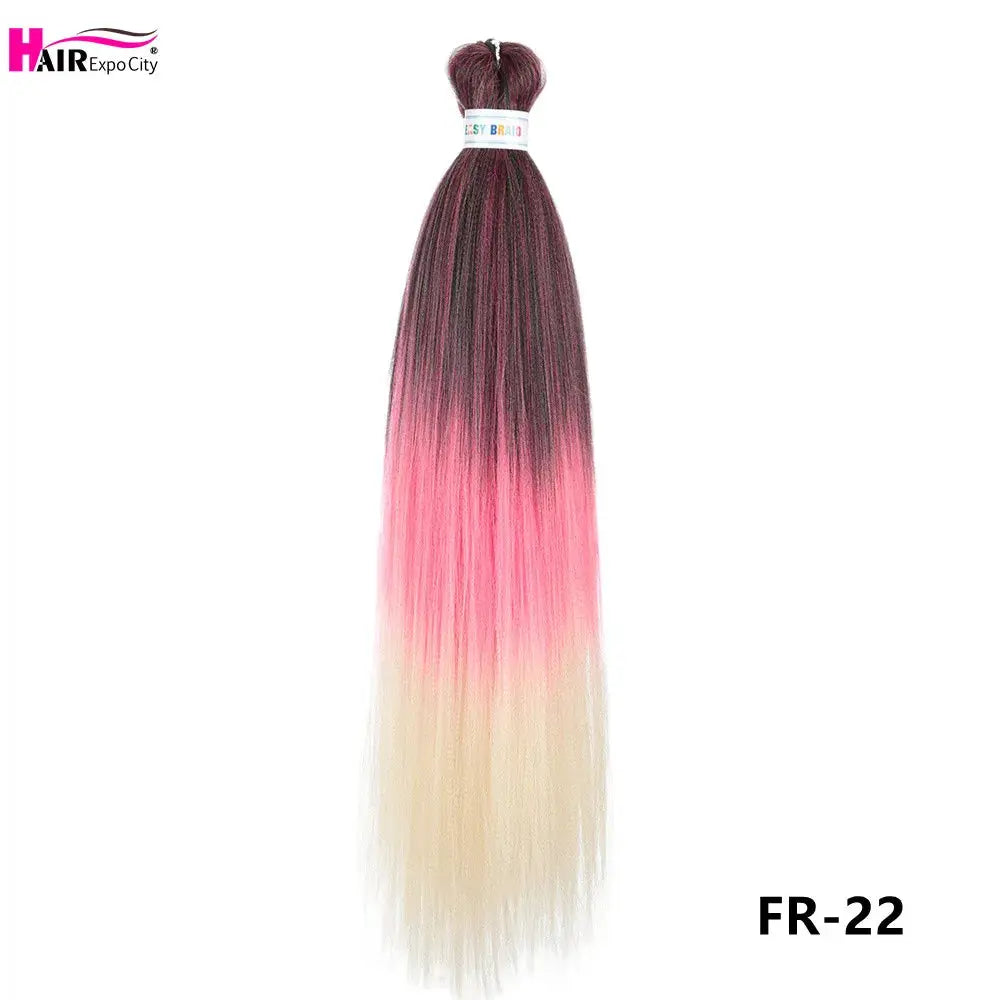 Simples Market Easy Braids 26in synthetic jumbo braids hair extensions, ombre black-pink-blonde, pre-stretched