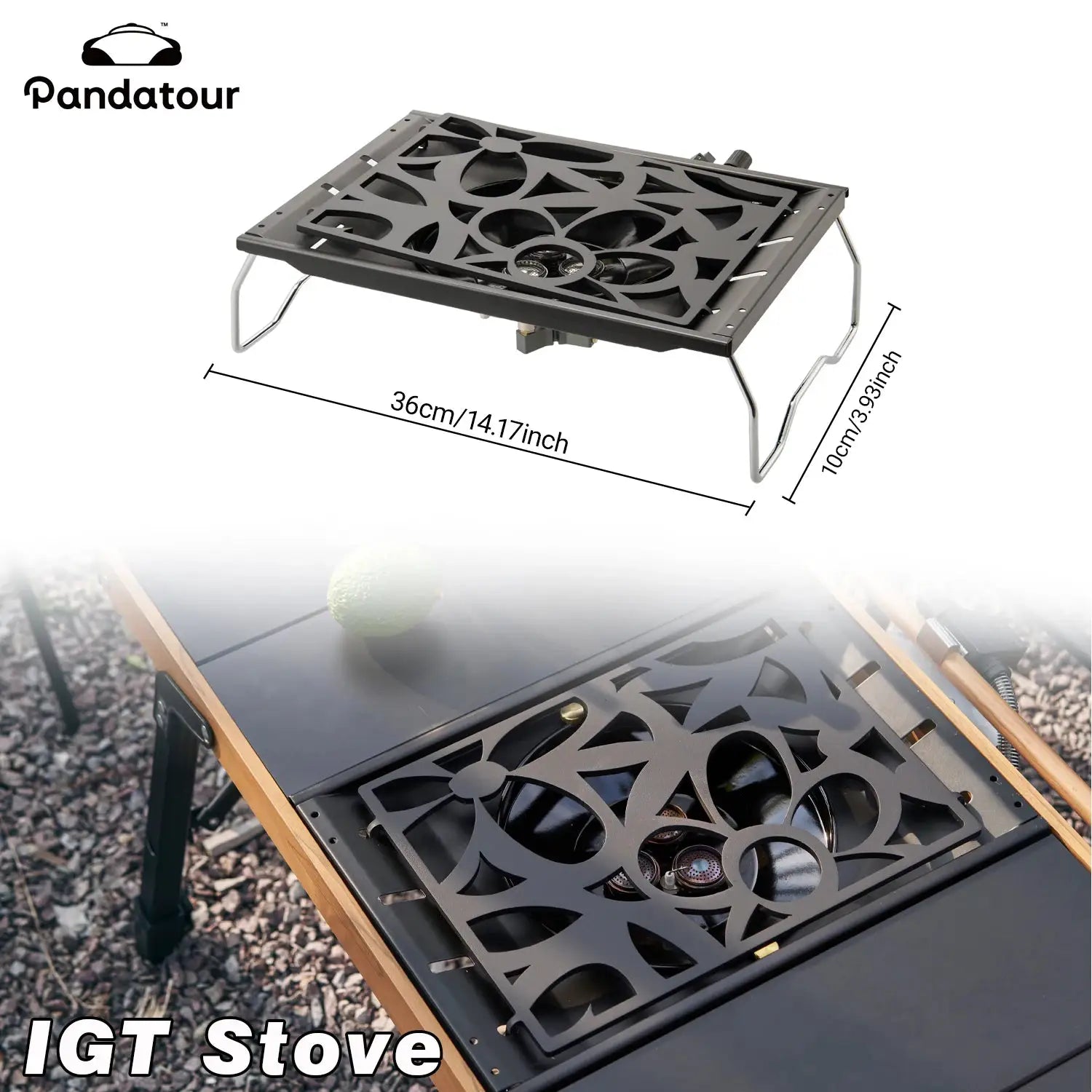 Pandatour IGT Camping Stove With Super High Firepower Stainless Steel Tabletop Desktop One Touch Folding Stove