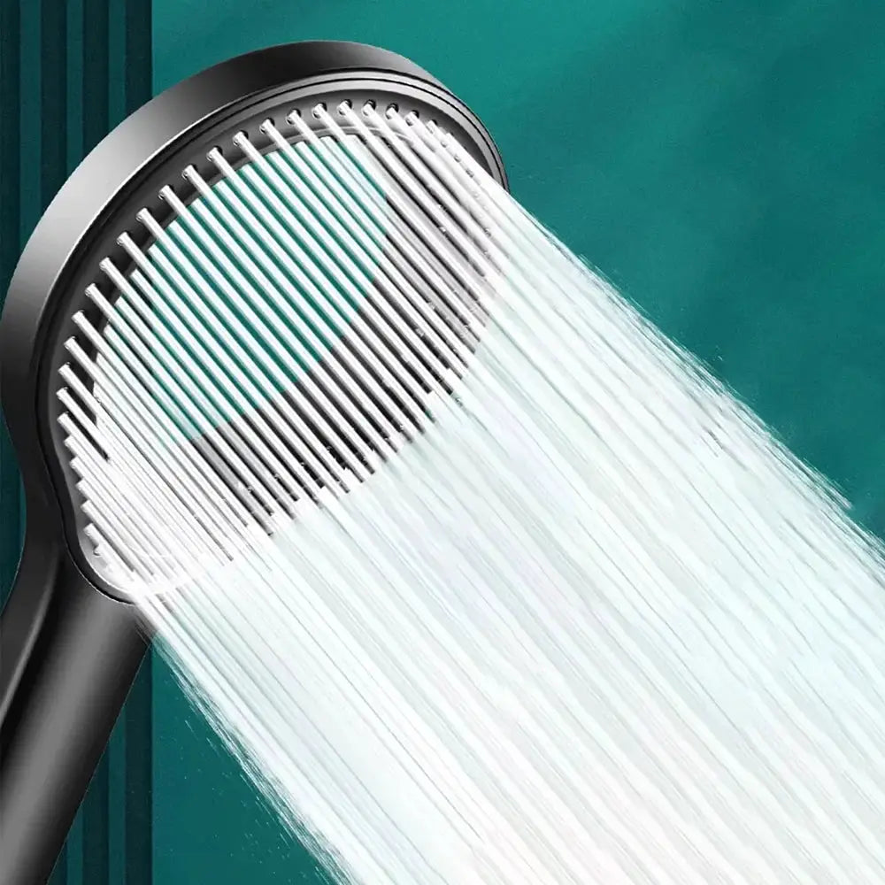 Ring-design handheld shower head by Simples Market in black finish with rainfall spray