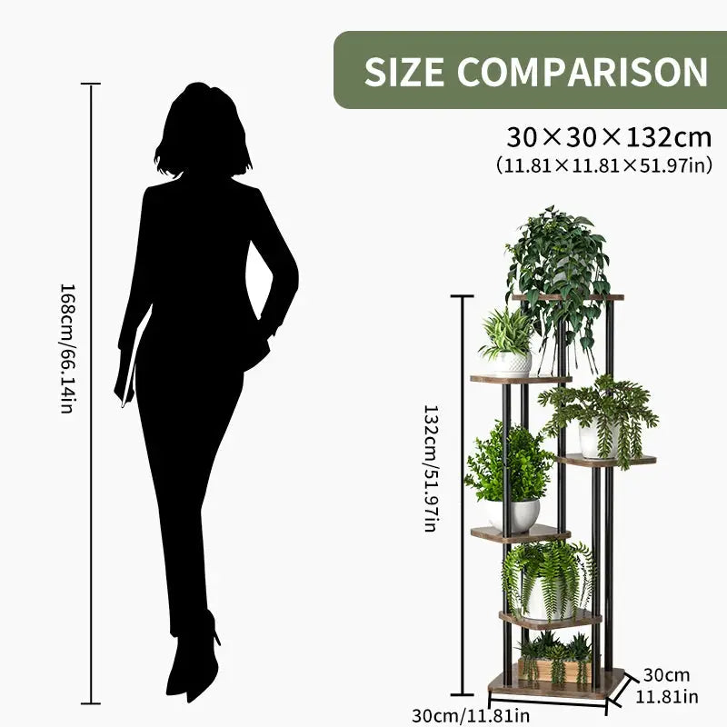 Wooden Plant Stand With Four Five Or Six Tier Flower Shelf Indoor Display Rack For Potted Plants