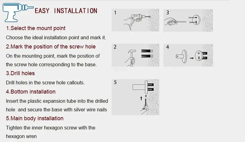 Movable bathroom shelf organizer by Simples Market with no-drill steel design; easy 5-step installation guide.