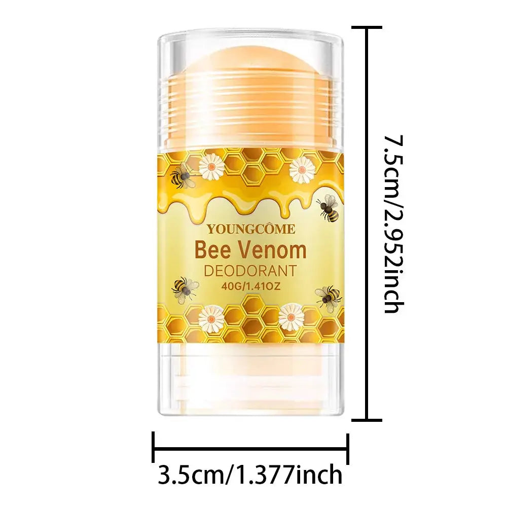 Bee Venom Deodorant stick by Youngcome; honeycomb-yellow packaging