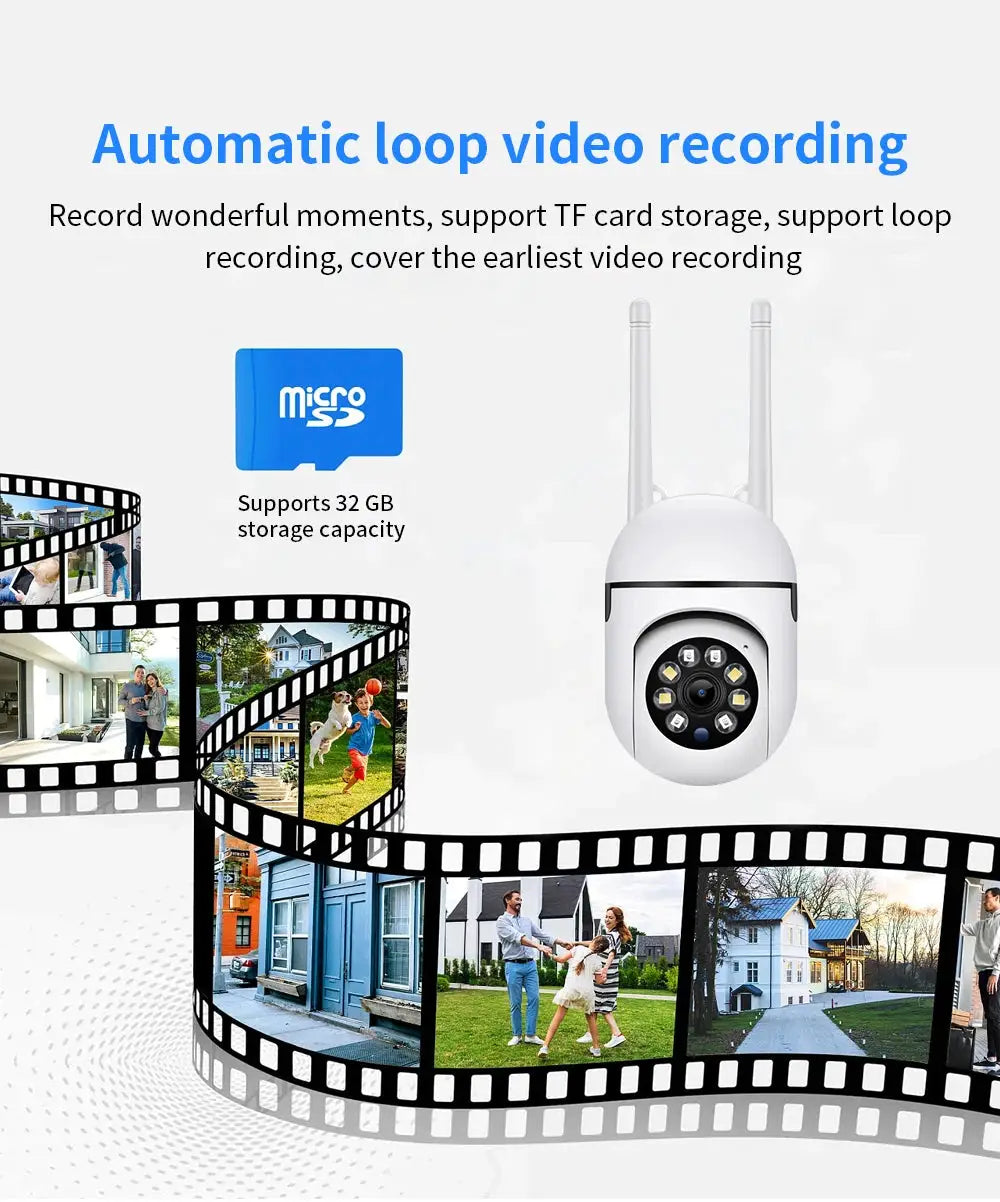 White 8MP WiFi IP PTZ security camera with 4x zoom and two antennas