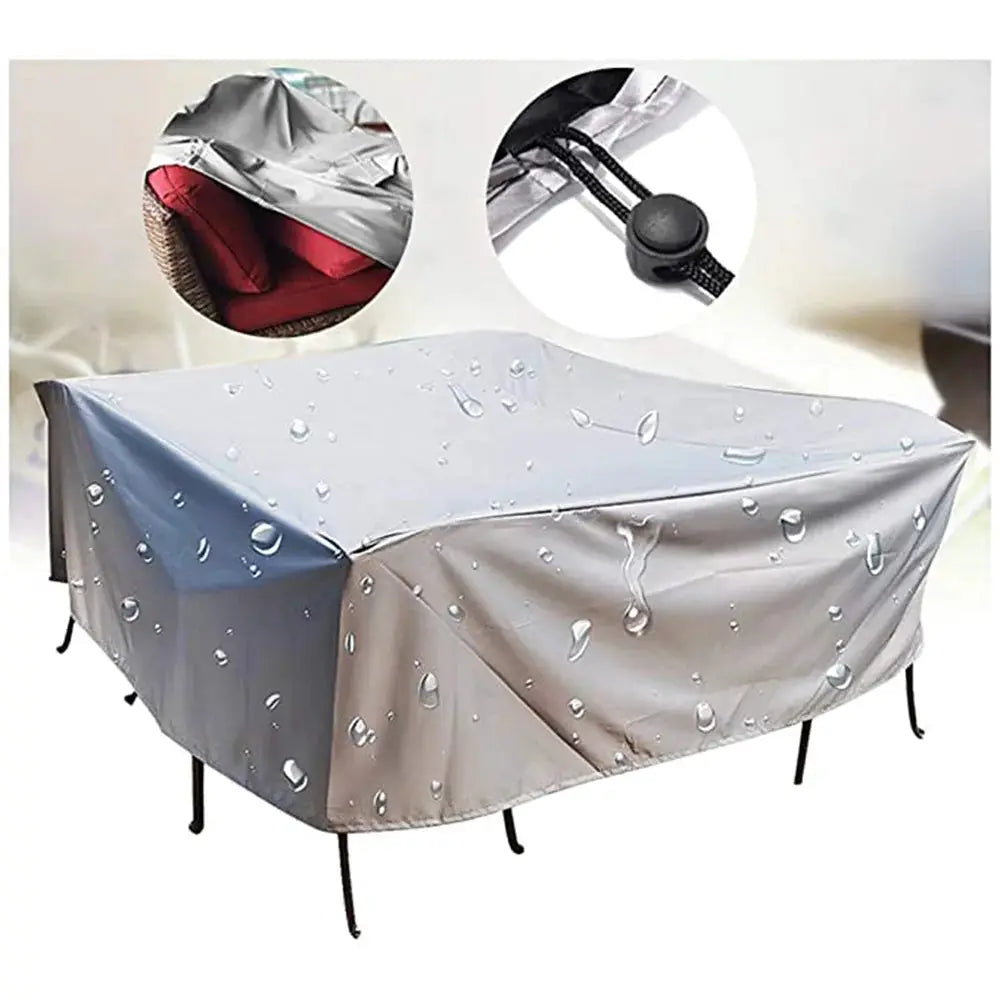 Garden table cover, gray 210D Oxford cloth, waterproof and windproof