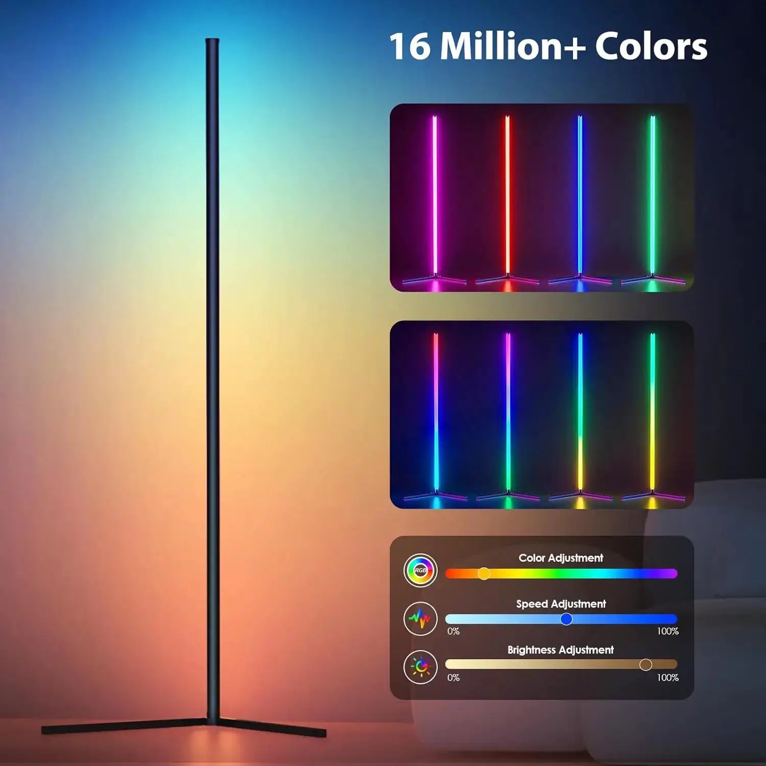 Corner floor lamp by Simples Market, RGB LED with remote and app control