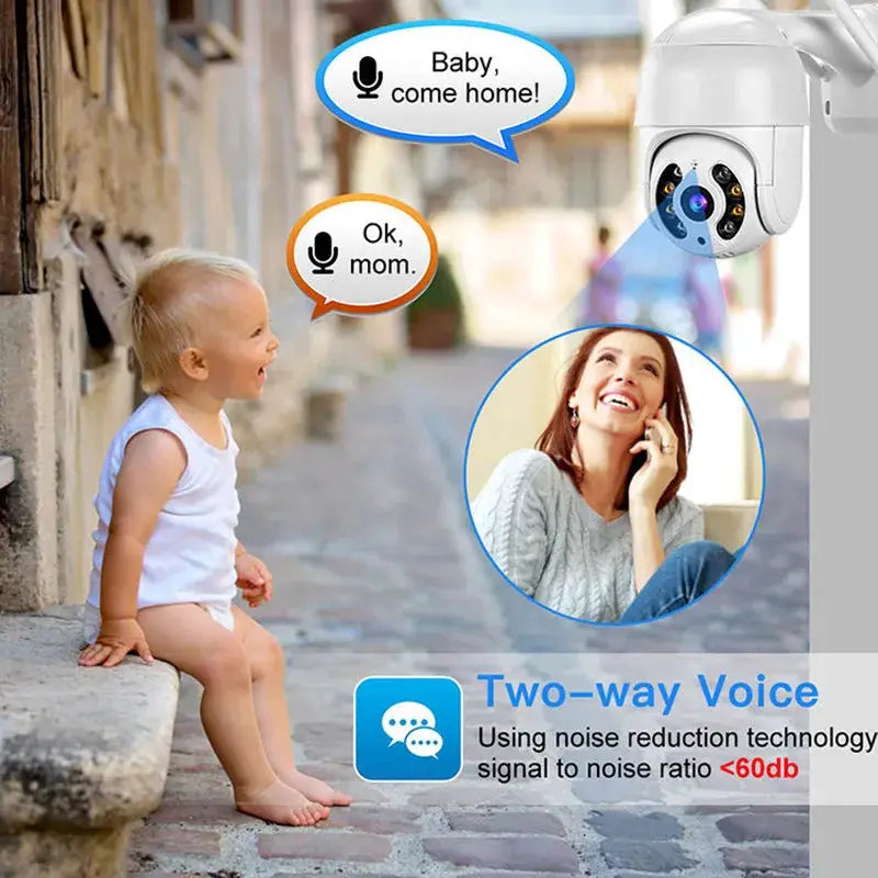 8MP 4K outdoor wireless PTZ security camera with color night vision and two-way audio for home surveillance