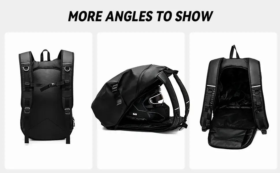 Motorcycle backpack 40L, black waterproof with reflective strip, Simples Market