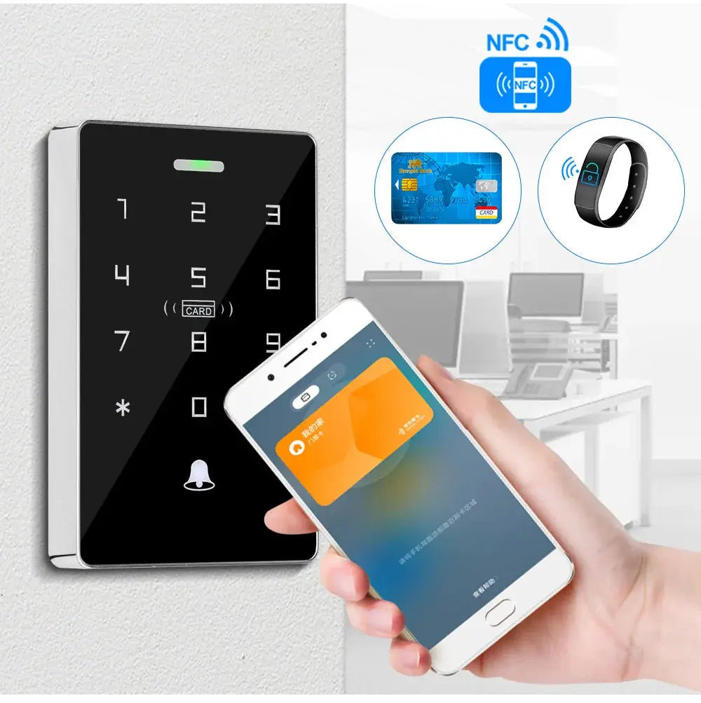 Outdoor access control kit by Simples Market with waterproof RFID keypad, NFC 13.56MHz, 125kHz and 180kg magnetic lock