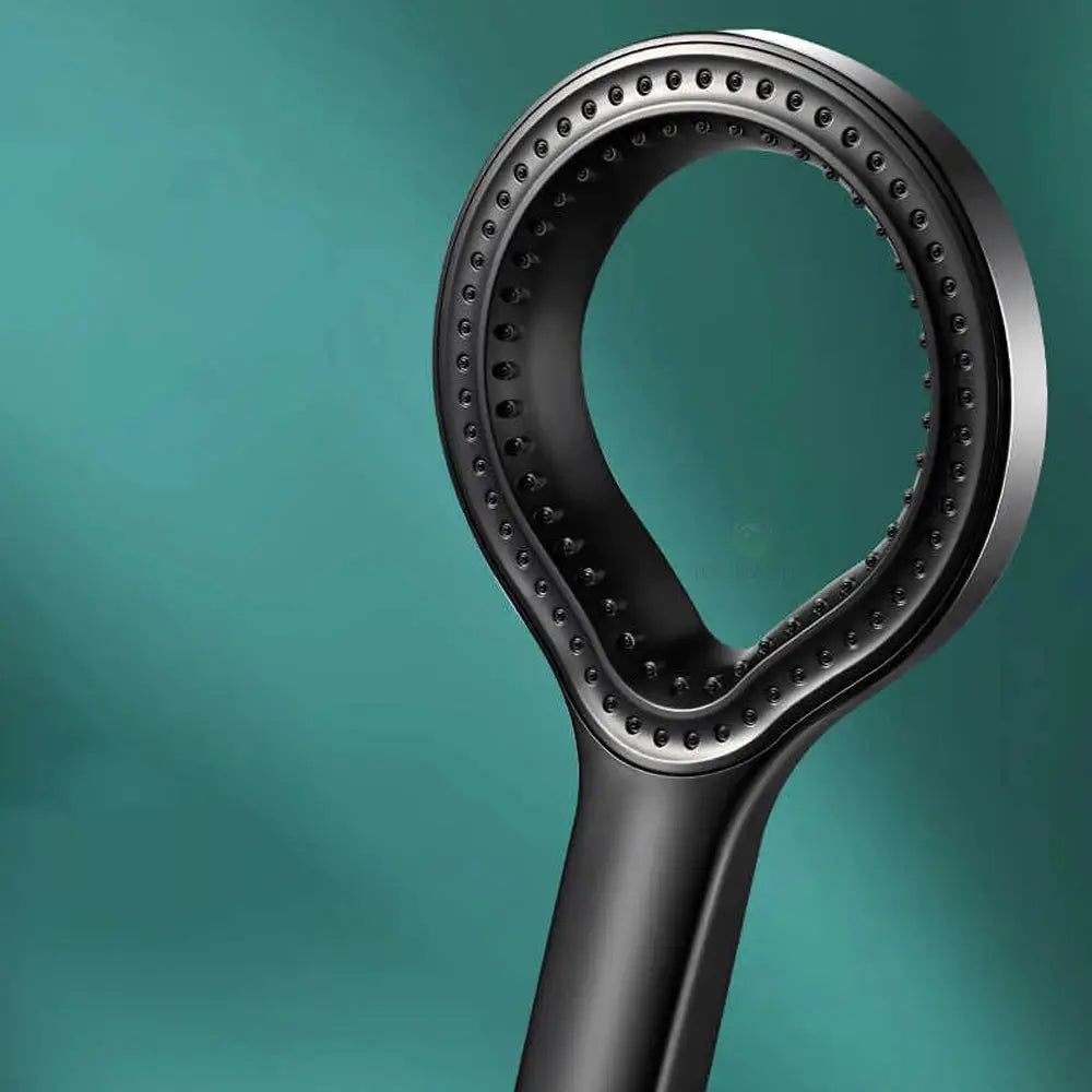 Ring-design handheld shower head by Simples Market, black finish with multiple nozzles